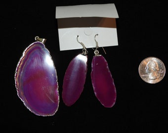 Earrings Geode Slice Stone  Earrings Matching #20