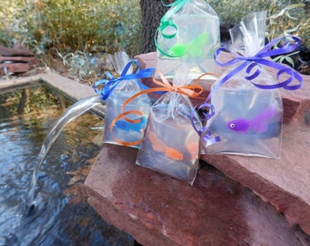 15 Pack Fish in a Bag Soap 2 oz - Small Size - Fun Kids Hand or Bath Soap - Boys Girls Party, Goldfish Soap