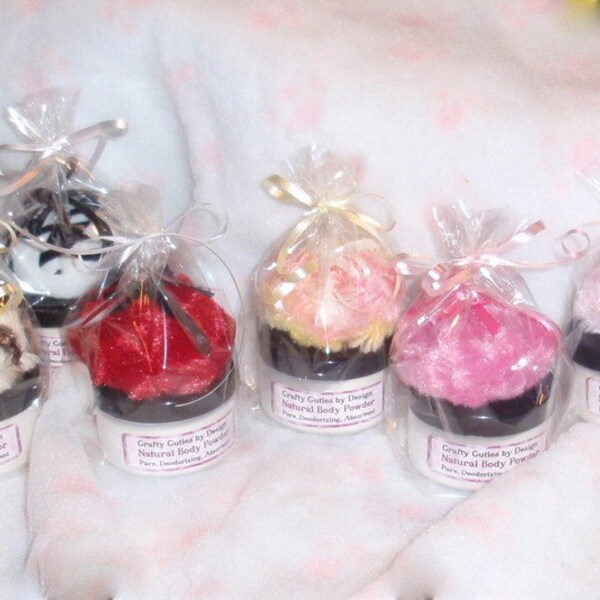 3" Small Fluffy Puff Or Puff & Body Powder Gift Set, Custom Scented Powder, Luxurious Handmade Pouf Duster, Pink Red Black