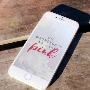 on wednesdays we wear pink, mean girls quotes, pink, watercolor, girly, iphone wallpaper, background, iphone, android, digital file