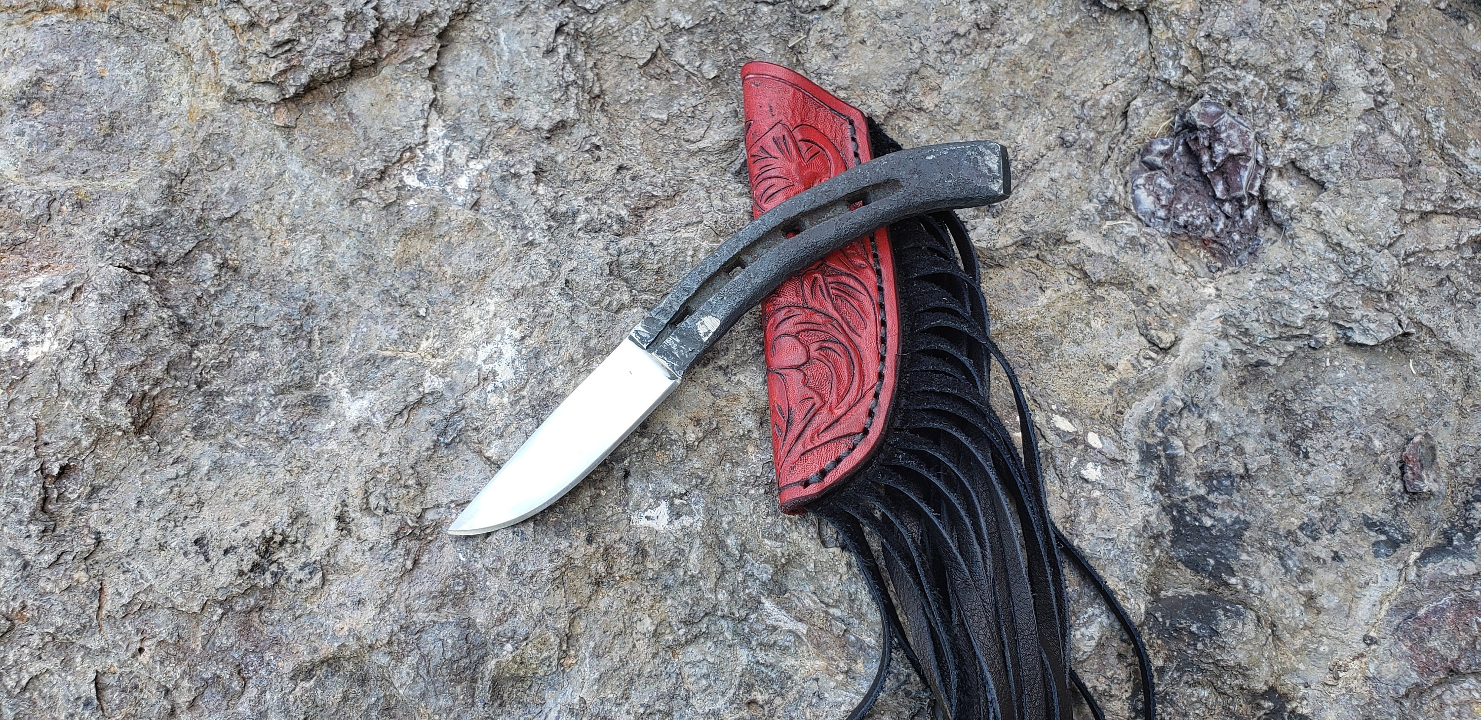 Horseshoe Knife With Hand Carved Sheath Etsy