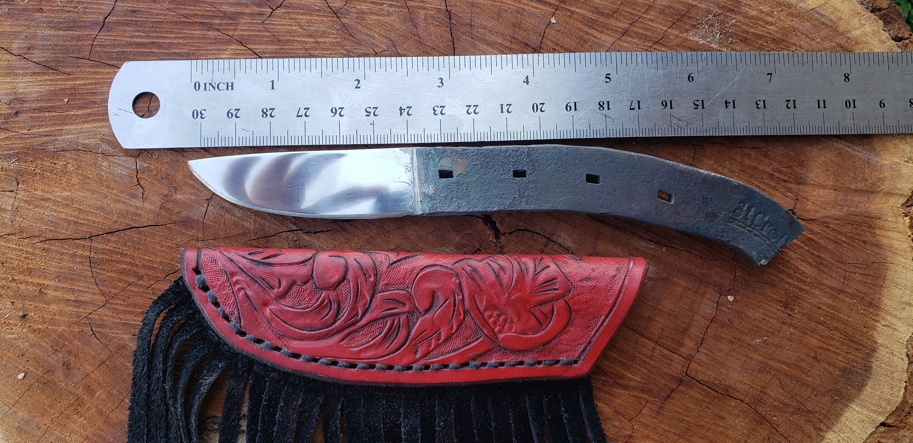 Horseshoe Knife With Hand Carved Sheath Etsy