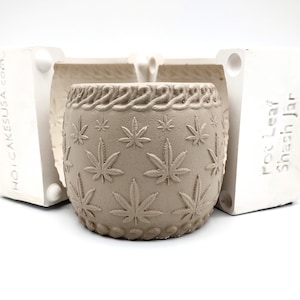 Pot Leaf Stash Jar Mold Ceramic Slip Casting Plaster Mold