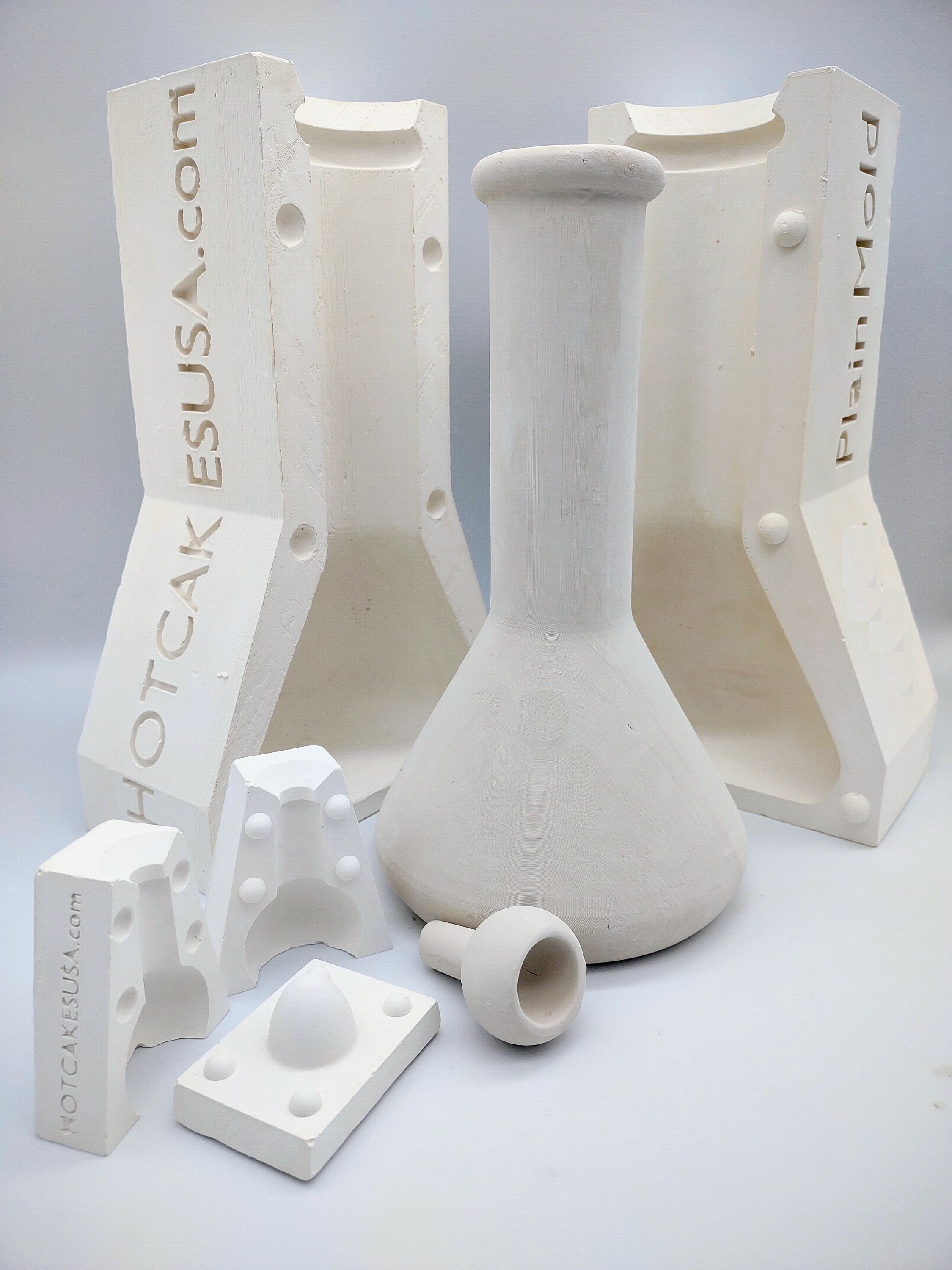 Plain Blank Flask Vase Ceramic Slip Casting Plaster Mold Combo 