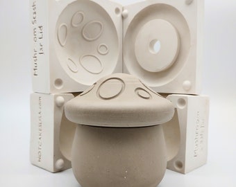 Mushroom Top Stash Jar Mold Ceramic Plaster Slip Casting Molds
