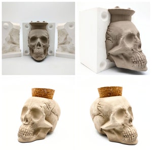 Realistic Skull Stash Jar Mold ceramic slip casting