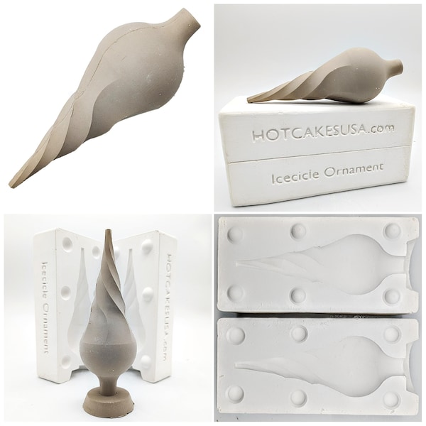 6" Icicle Ornament Ceramic Slip Casting Plaster Molds