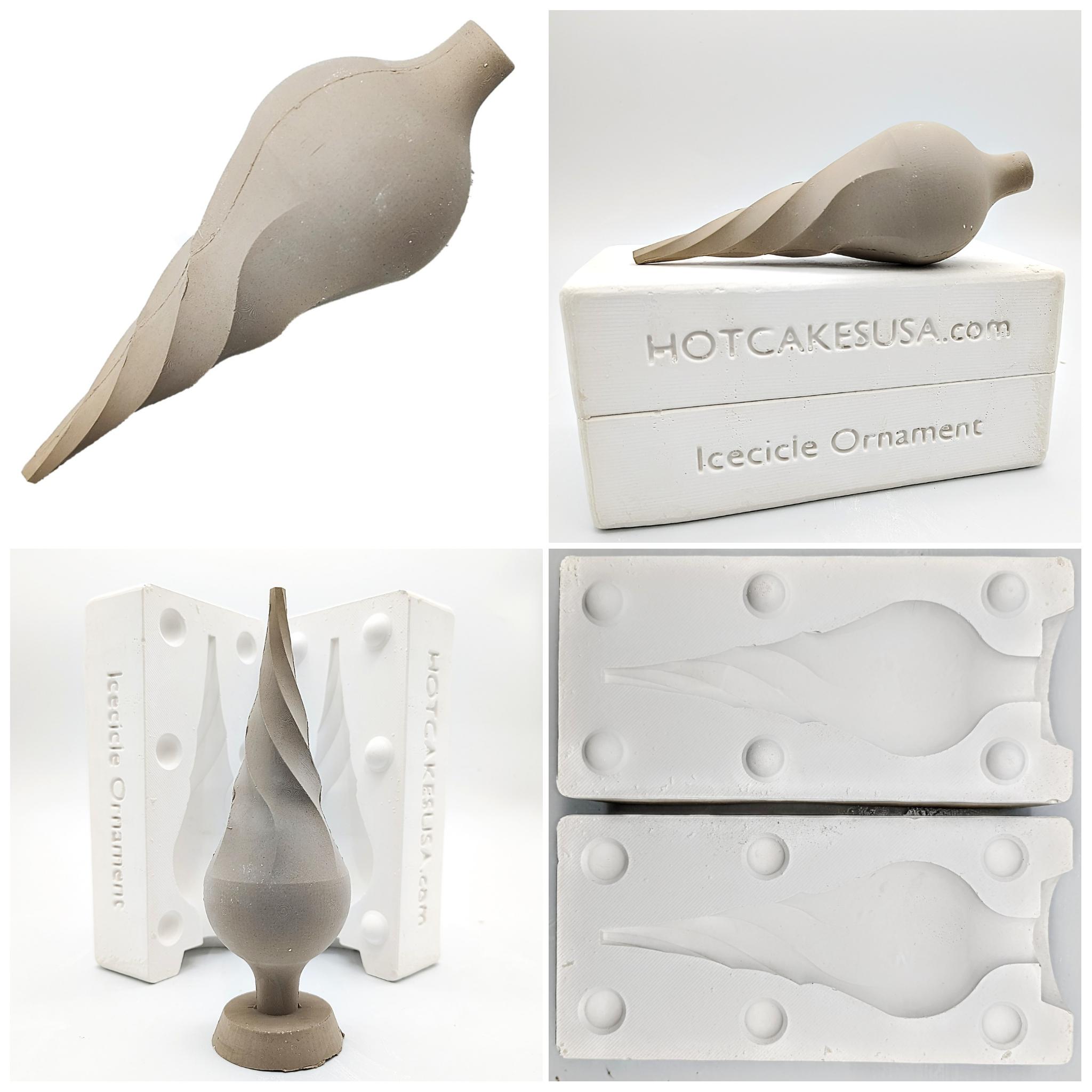 6" Icicle Ornament Ceramic Slip Casting Plaster Molds