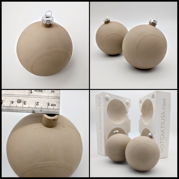 3" Round Ornaments Mold Ceramic Slip Casting Plaster Moulds fits standard hangers