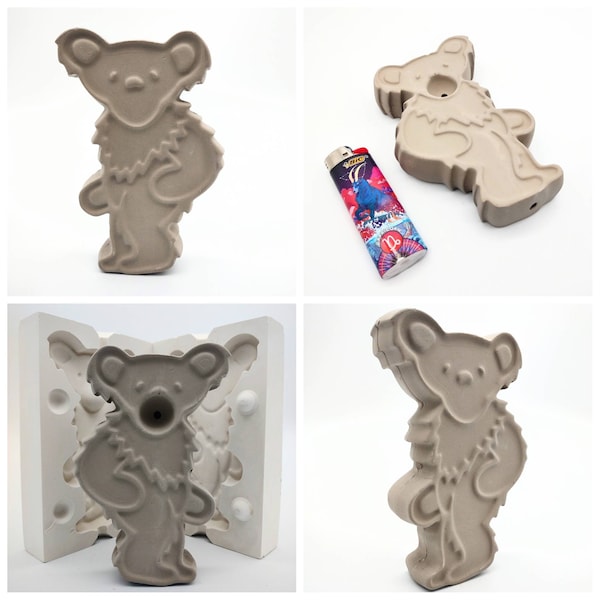 5" Dancing Bear grateful dead pipe ceramic slip casting plaster Mold