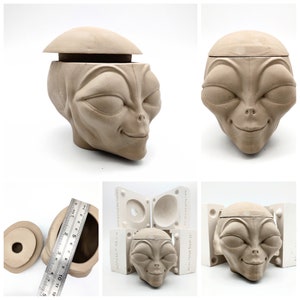 Alien Extraterrestrial  Stash Jar Mold Ceramic Slip Casting Plaster Mold