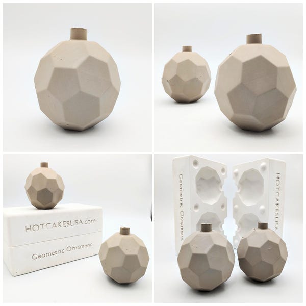 3" Geometric Ornaments Ceramic Slip Casting Plaster Molds