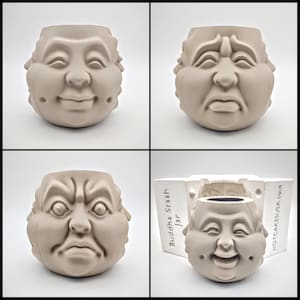 May include: A silicone mold for making a Buddha-shaped stash jar. The mold is open and shows the Buddha face with a smiling expression. The mold is labeled "Buddha Stash Jar".