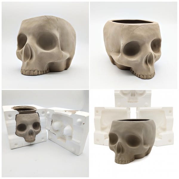 Skull Bowl Planter Dish Plaster Mold Ceramic Slip Casting
