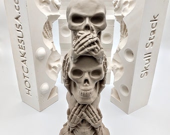 10" Skull Stack See No Hear No Speak No Evil Plaster Mold Ceramic Slip Casting