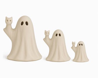 Cute Ghost Holding Cat Plaster Mold Ceramic Slip Casting