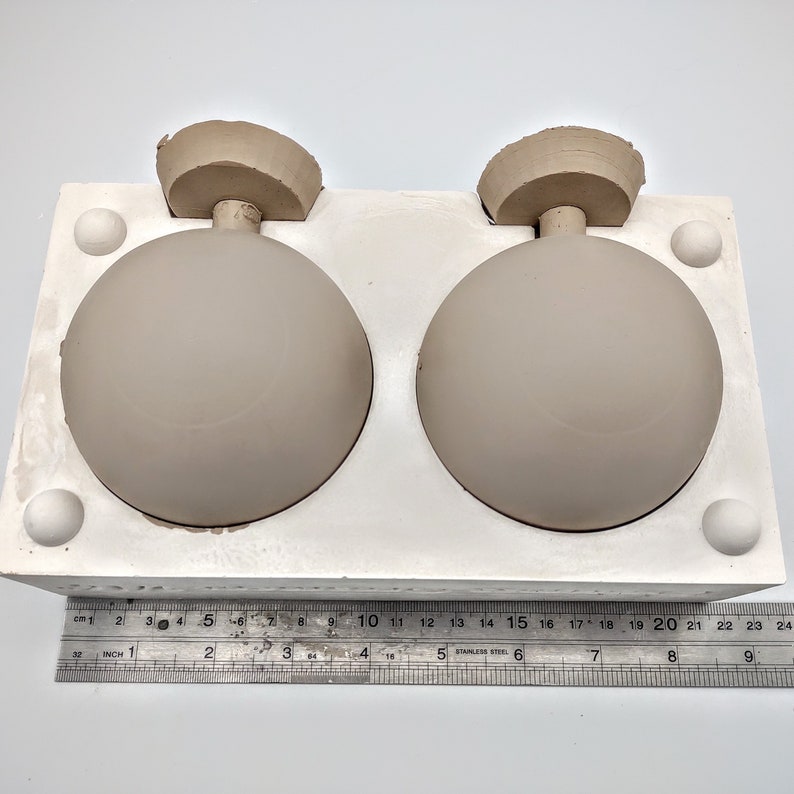 3 Round Ornaments Mold Ceramic Slip Casting Plaster Moulds fits standard hangers image 4