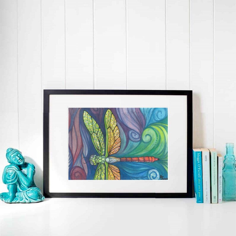 Dragonfly Poster Bedroom Wall Art Decor Insect Animal Spirit Native American Indian Chakra Rainbow Baby Nursery Decor Bohemian Gypsy