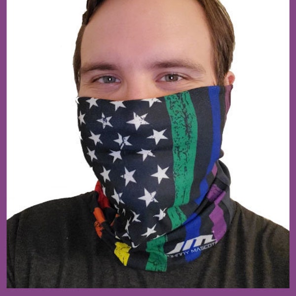 Pride Neck Gaiter Face Mask Face Cover USA Flag Breathable Washable Scarf Balaclava Sports IN STOCK!