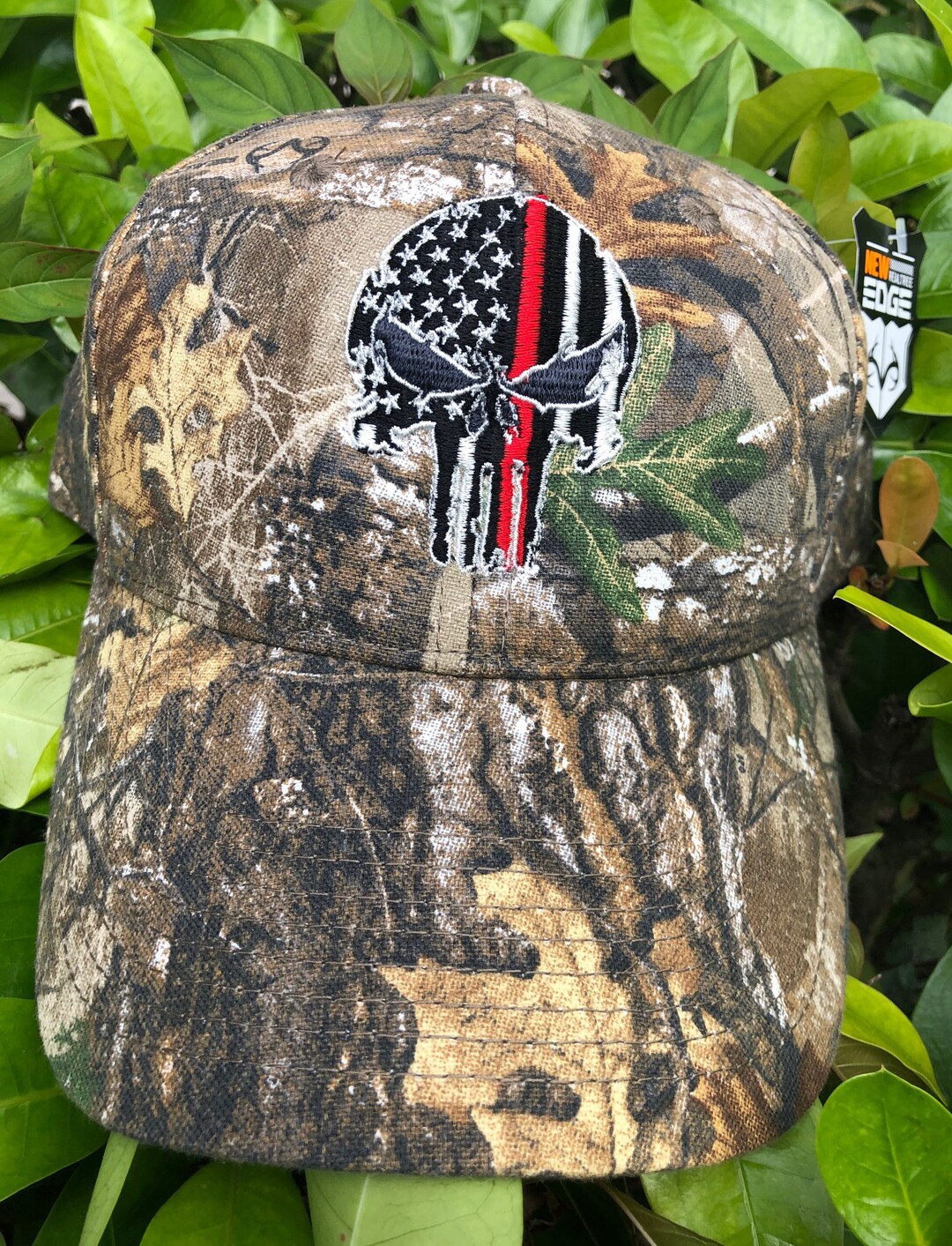 Realtree Camo Hat Punisher Thin Red Line Embroidered Etsy