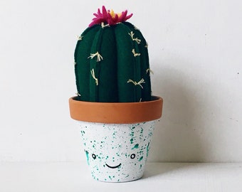 Happy Houseplant / felt cactus succulent home decor plant lady cactus flower original desk plant