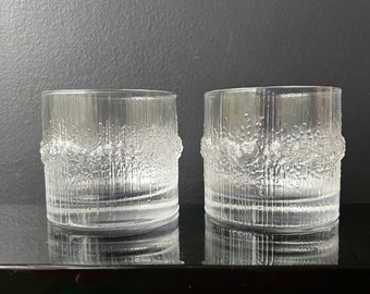 2 Ittala Niva Rocks Glasses Finnish Glassware Tumblers