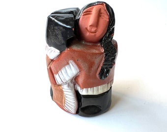 Keena Vintage Signed Pottery First Nations Mohawk Red Clay Figurine Art Sculpture