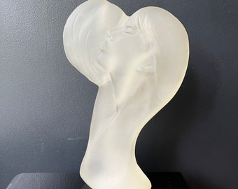 Austin Productions Lucite Sculpture Faces Of Love Rare Large Statue 1980 David Fisher 14 Inch