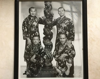 Signed Real Photograph of Jim Wong Troupe Circus Act Acrobats Entertainer Autograph Chinese American Act