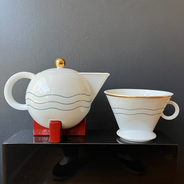 Swid Powell Michael Graves Little Dripper Big Dripper Memphis Milano Style Coffee Pot Tea Pot Coffee Maker Cone Modernist 80s Design-