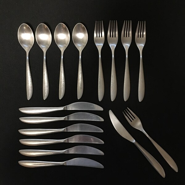 WMF Cromargan Wave Flatware Set Vintage Stainless Steel Knives Forks Spoons Korea Modernist