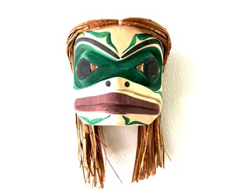 Betty Joe Carving Northwest Coast Mask Small Size Female Frog Cowichan Kwakiutl Carving