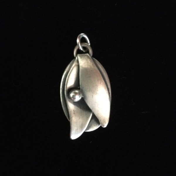 Mid Century Modern Pendant Otto Robert Bade ORB Sterling Silver Modernist Design 60s Leaf and Berry Botanical