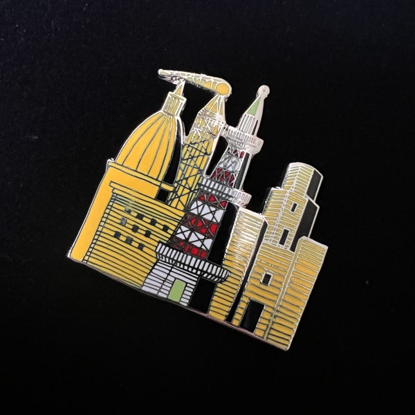 Aldo Rossi Acme Studios Enamel Brooch Complex Architect Designed Memphis Milano Movement