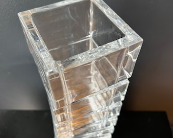 Rosenthal Turnus Vase Studio Linie Twisted Crystal Stacked Block Clear Vase Christa Hausler-Goltz