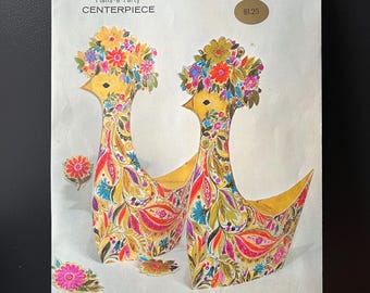 Hallmark Plans-a-Party Centrepiece Florescence Birds Floral Flower Power 60s 70s Decor Paper Decorations