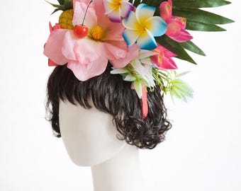 Floral fringe tropical headband fascinator Strelitzia main image 2