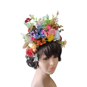 Floral headpiece Colorful derby fascinator Summer flower crown Multicolor floral crown Fairy headpiece
