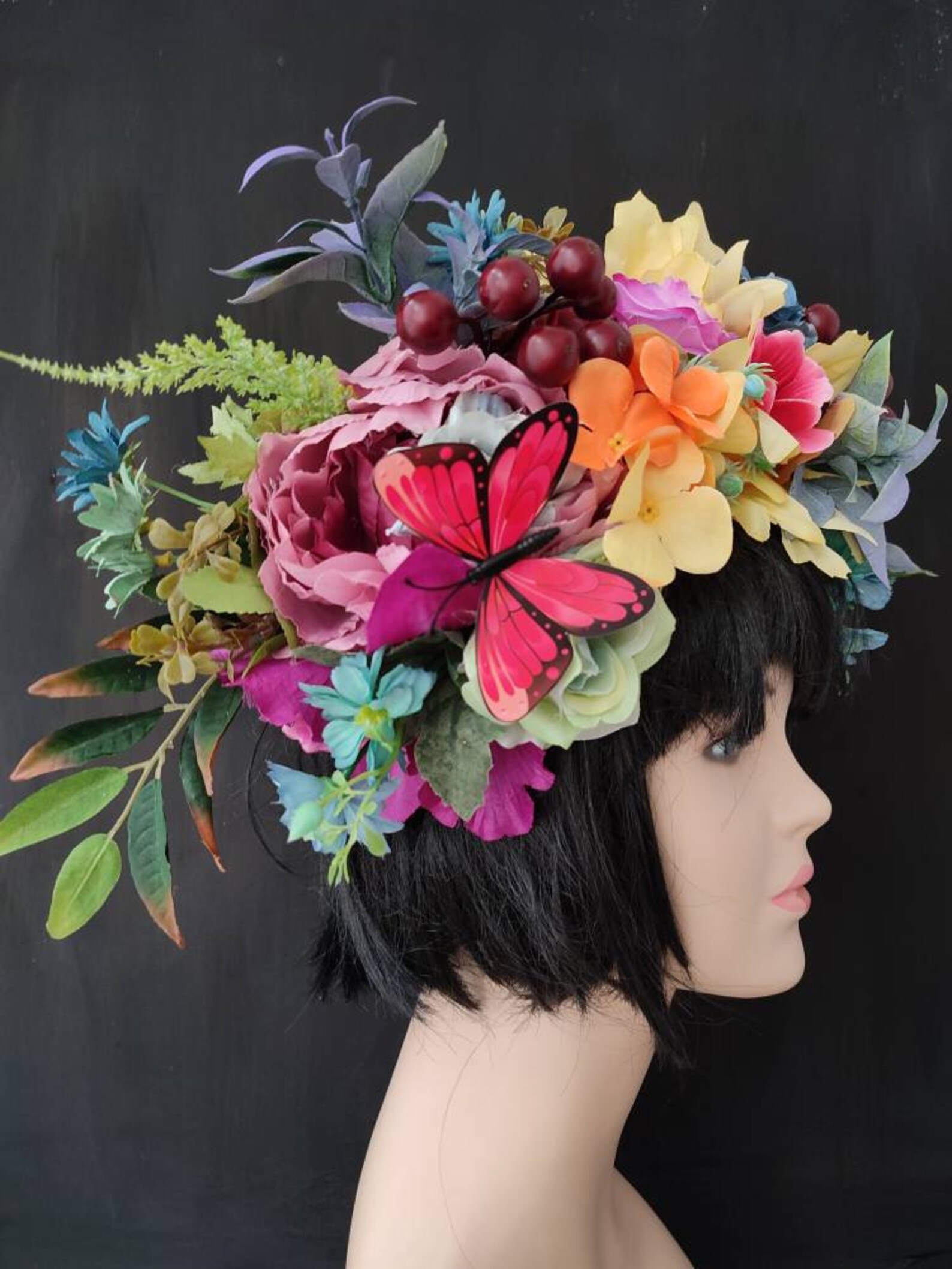 Large floral headdress Colourful maternity headpiece for Etsy