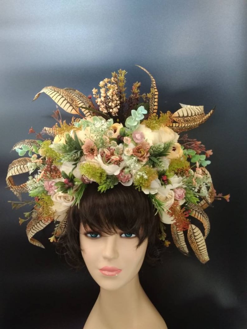 Fairy floral crown Renaissance flower headpiece Fantasy Etsy