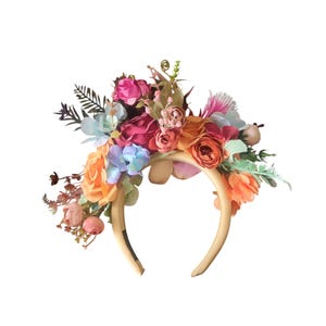 Colorful floral headpiece Kentucky derby hat Multicolor flower crown Derby races headband Summer flower crown