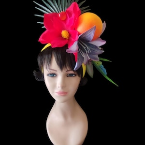 Carmen Miranda style headpiece Yellow fruit headband Tropical fruits headpiece Fruit fascinator Brazillian costume Tiki headpiece