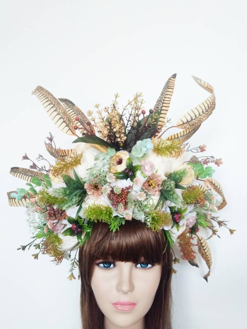 Fairy floral crown Renaissance flower headpiece Fantasy Etsy