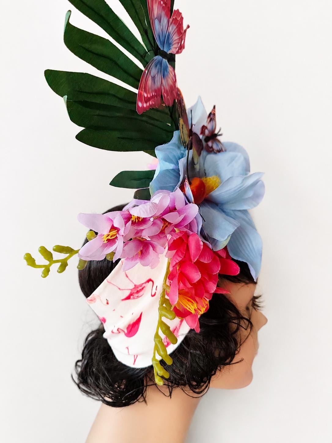 Floral fringe tropical headband fascinator Tamara Green Orchid Fascinator - Polly Singer main image 4