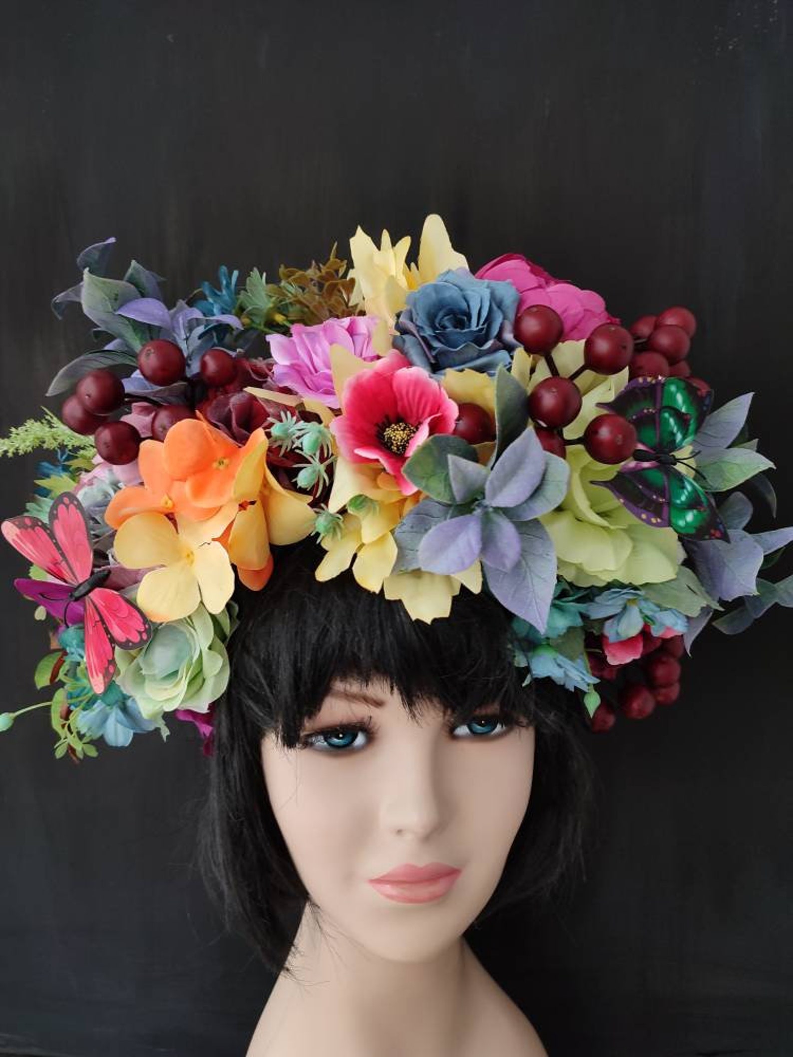 Large floral headdress Colourful maternity headpiece for | Etsy