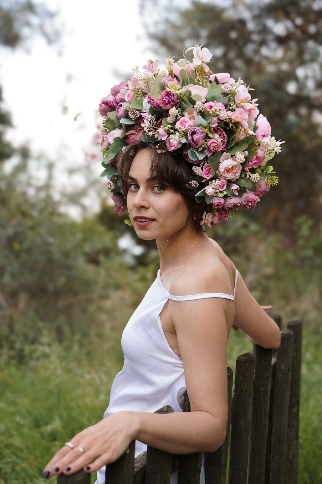 large floral headpiece