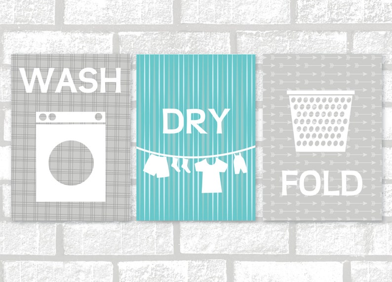 Wash Dry Fold Laundry Room Printable Art instant Download Etsy