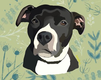 Modernt husdjursporträtt | Anpassade illustrationer av husdjursansikten | Husdjursporträtt | Hundporträtt | Kattporträtt | Digital husdjurskonst | Foto till konst
