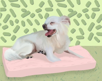 Modernt detaljerat husdjursporträtt | Helkroppsillustration av hund | Husdjursporträtt | Hundporträtt | Kattporträtt | Digital husdjurskonst | Foto till konst