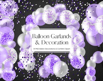 Download Birthday Party Decorations Confetti Balloon Garland Clipart Purple And Silver Balloon Arch Clipart Transparent Png Balloon Frame Digital Art Collectibles Safarni Org
